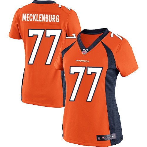 Women's Elite Karl Mecklenburg Nike Jersey Orange Home - #77 NFL Denver Broncos